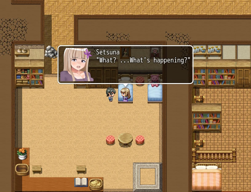 Reijuu Buster: Setsuna asks what is happening, English dialogue with her portrait